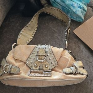 Guess Beige Studded Shoulder Bag